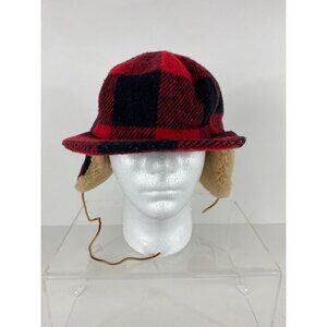 VTG The J.Peterman Co. Wool Buffalo Checkered Earflap Trapper Hunting Hat F216